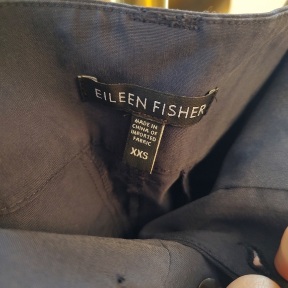 Eileen Fisher Navy Blue Tapered Full Length Dress Pants Pockets Zip Up XXS - Picture 3 of 6